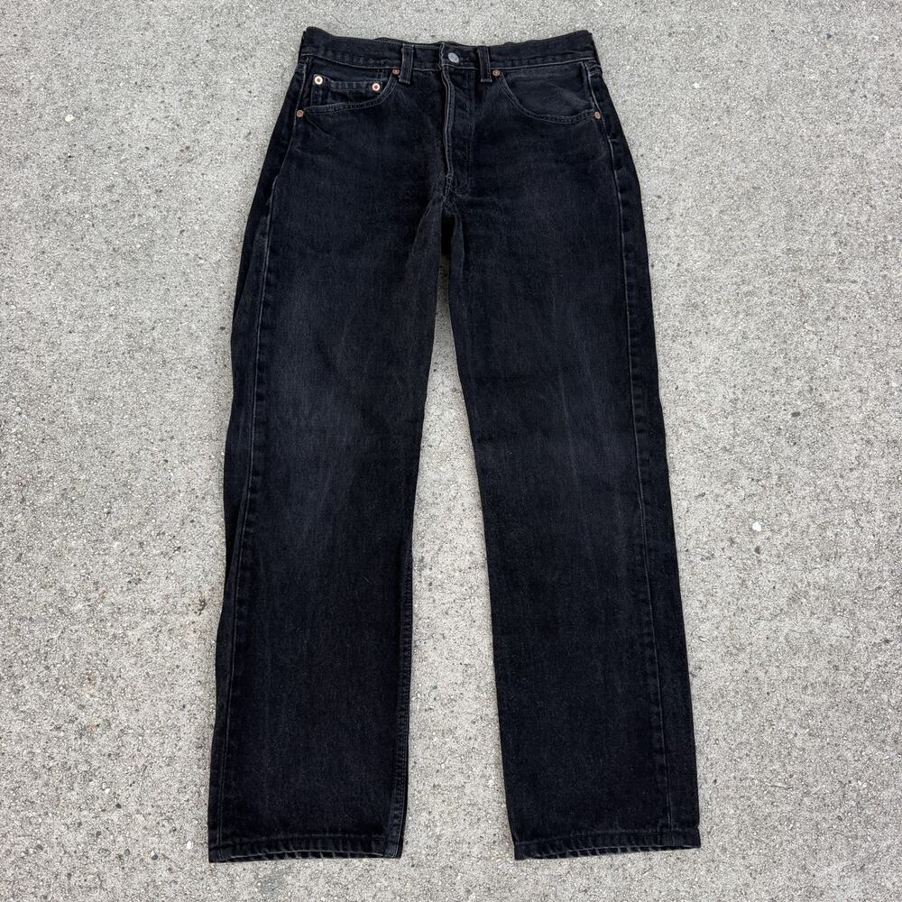 Vintage 90s Levi’s 501 Faded Straight Black Denim Jeans 31x32 Made In USA